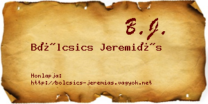 Bölcsics Jeremiás névjegykártya